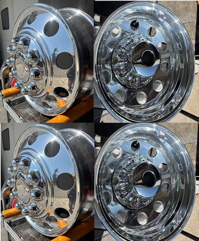 19.5" x6 aluminum wheels extra Polished Dual Wheel Package deal,PCD10HOLES X 7.25with lug nut and covers for 1987-1997 FORD F SUPER DUTY truck in Saudi Arabia