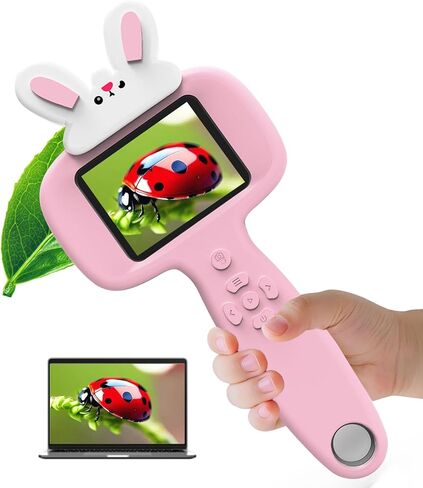 1000X Microscope for Kids with 16 Slides, 2.4" Handheld Digital Pocket Microscope, STEM Educational Science Toys for Christmas Birthday Gifts for 3+ 4 5 6 7 8 9 10 11 12 Year Old Boys Girls, Pink in Saudi Arabia
