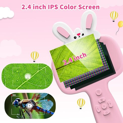 1000X Microscope for Kids with 16 Slides, 2.4" Handheld Digital Pocket Microscope, STEM Educational Science Toys for Christmas Birthday Gifts for 3+ 4 5 6 7 8 9 10 11 12 Year Old Boys Girls, Pink in Saudi Arabia