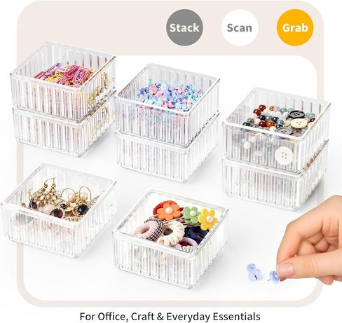 Stackable Small Organizer and Paper Clip Holder for Desk, 4 Pack Set – Desk and Drawer Organizers for Paperclips, Pins, Erasers, Sticky Notes, Cotton Balls, Hair Ties, Perfect for Office, School, Home in Saudi Arabia