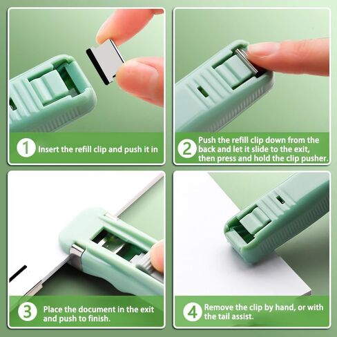 Reusable Push Clip, Document Clip Holder Stapler Binding Paper Office Supplies,Green in Saudi Arabia