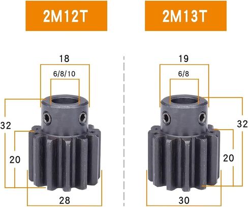 ترس حفز 2m12T/13T حجم التجويف 6/8/10 مم SC45 # ارتفاع أسنان الكربون الصلب 20 مم 1 قطعة (2M13T - التجويف 6 مم) in Kuwait
