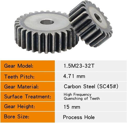 1.5M-23T/24T/25T/26T/27T/28T/29T/30T/31T/32T SC45 # ترس أسطواني من الفولاذ الكربوني 1 قطعة (1.5M24T - تتحمل 8 مم) in Kuwait