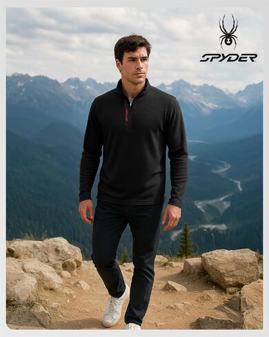 قميص Spyder Men's Active Sweatshirt - Sweatshirt Quare Quare Quare Bullover Lighted مع بلوكت سحاب (أحجام: S -XL) in Saudi Arabia
