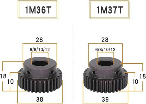 ترس 1M-36T/37T/38T/39الأسنان SC45 # مادة الكربون الصلب حفز حجم التجويف 6/8/10/12 مللي متر 1 قطعة (10 مللي متر ، 38 أسنان) in Kuwait