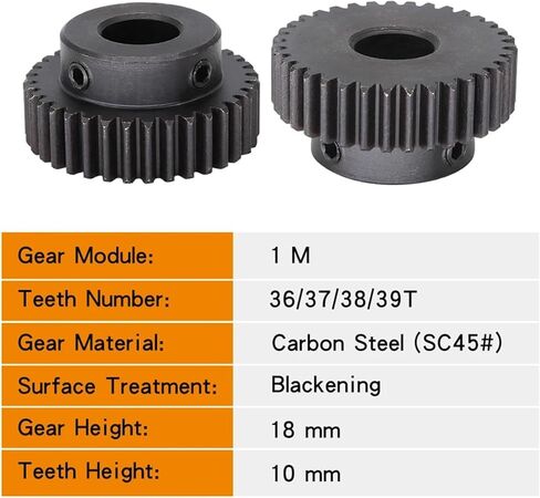 ترس 1M-36T/37T/38T/39الأسنان SC45 # مادة الكربون الصلب حفز حجم التجويف 6/8/10/12 مللي متر 1 قطعة (10 مللي متر ، 38 أسنان) in Kuwait