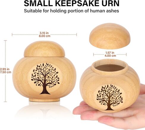 Small Wooden Urns for Human Pet Ashes,Memorial Cremation Urns for Human Ashes Adult Female Male,Decorative Urns Ash Container with Pattern Engraved,Hold Up to 50 Cubic Inch in Saudi Arabia