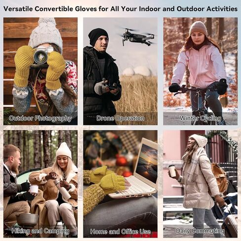 Cierto Winter Gloves for Women & Men | Convertible Fingerless Gloves for Cold Weather,Womens Warm Knit Mittens… in Kuwait