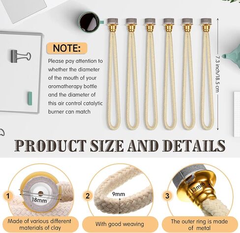 Maitys 6 Pieces Catalytic Wick Replacement Oil Lamp Wick Replacement Wick Catalytic Air Control Catalytic Burner Lamps Wick for Catalytic Burner Diffuser Aromatherapy, Silver, Gold in Kuwait