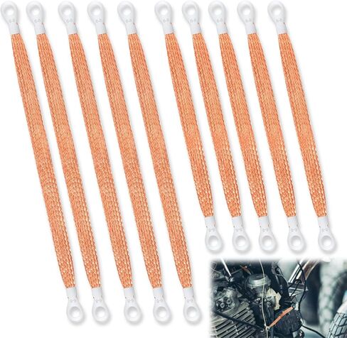 10pcs Universal Automotive Ground Straps, 10/12 inch Engine Ground Strap Kit Braided Copper Ground Straps Automotive Ground Strap Wire Ground Strap Connectors for Most Cars (Copper) in Saudi Arabia