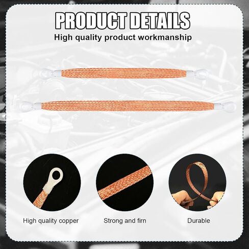 10pcs Universal Automotive Ground Straps, 10/12 inch Engine Ground Strap Kit Braided Copper Ground Straps Automotive Ground Strap Wire Ground Strap Connectors for Most Cars (Copper) in Saudi Arabia