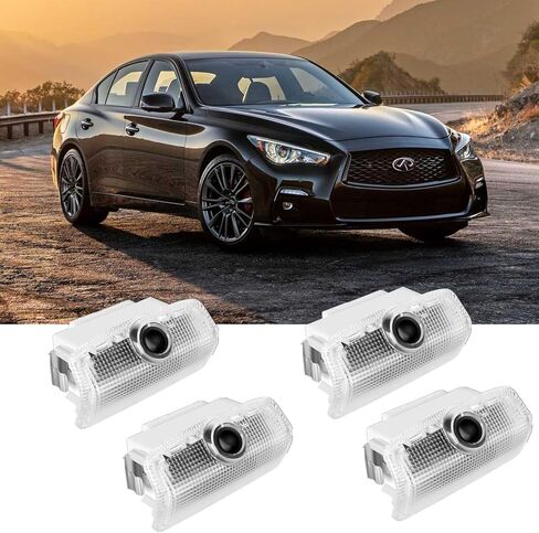 شعار أضواء باب السيارة Never Fade، متوافق مع إنفينيتي: Q40/50/60/70، QX50/56/60/70/80، EX25/35/37، M25/35/37/45/56، FX35/37/45/50، G25/35/37، ملحقات السيارة لمصباح البركة المضيئة - قطعتان in Saudi Arabia