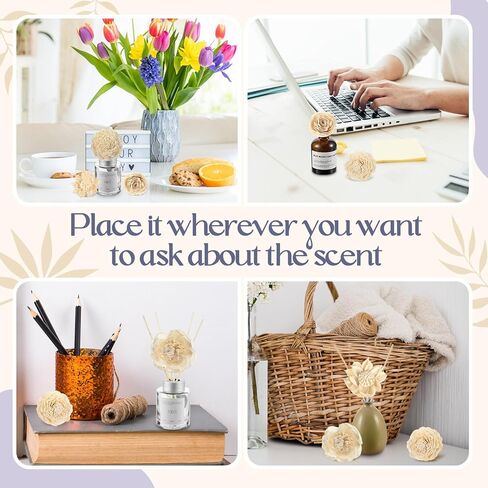 15 Pieces Diffuser Mixed Sola Flowers Natural Material Aromatherapy Reed Wood Flowers Decorative Aromatherapy Flower Placement Refill Wood Flower Diffuser with Rope for Home Fragrance in Saudi Arabia