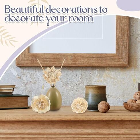 15 Pieces Diffuser Mixed Sola Flowers Natural Material Aromatherapy Reed Wood Flowers Decorative Aromatherapy Flower Placement Refill Wood Flower Diffuser with Rope for Home Fragrance in Saudi Arabia