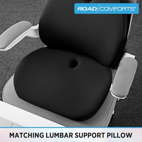 Road Comforts Premium Memory Foam Seat Cushion – Office Chair Cushion, Car Seat Cushion – Chair Cushions for Back & Sciatica Pain Relief – Seat Cushions for Office & Desk (Black) in Saudi Arabia