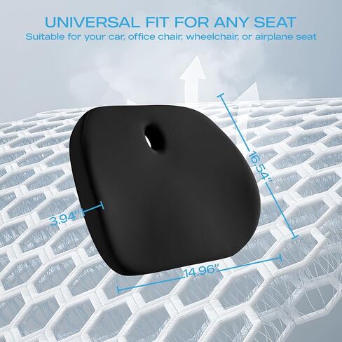 Road Comforts Premium Memory Foam Seat Cushion – Office Chair Cushion, Car Seat Cushion – Chair Cushions for Back & Sciatica Pain Relief – Seat Cushions for Office & Desk (Black) in Saudi Arabia