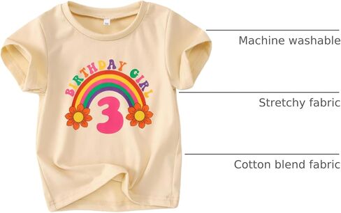 Rainbow Birthday Girl Shirt for Baby Toddler Girls Birthday Tees Outfits Kids Cute Party Gift T-Shirt Tops 1-7 Years in Saudi Arabia