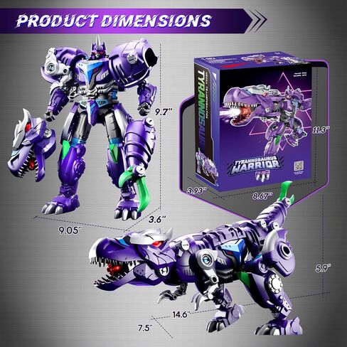 Transforming Toys Figures-Robot Toys for Boys, Action Figure for Kids 5 + Birthday Dinosaur Toys for Kids 5-14, ABS Metal Texture-Part of Alloy in Kuwait