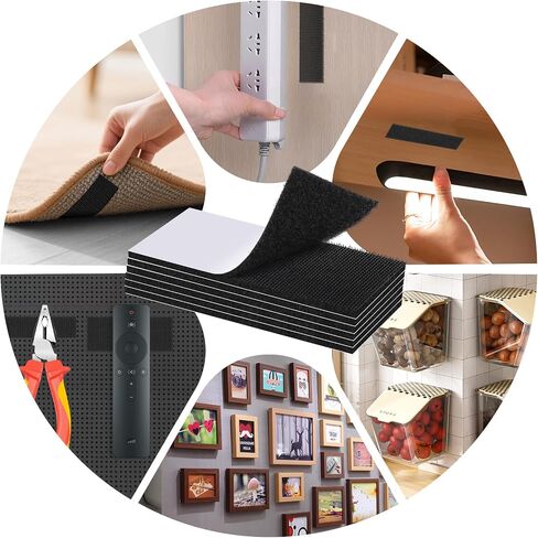 24 مجموعة من أشرطة تثبيت الخطاف والحلقة مقاس 1×4 بوصة مع لاصق، شريط لاصق وحلقة مزدوج الجوانب عالي التحمل، ظهر لاصق للاستخدام في المدرسة والمنزل والمكتب، أسود in Kuwait