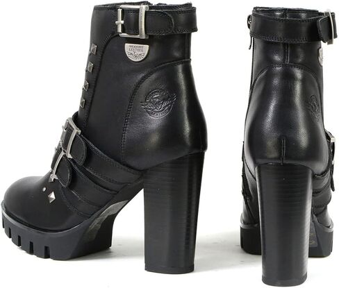 حذاء نسائي من Milwaukee Leather MBL9456 مصنوع من الجلد الأسود الفاخر مع أشرطة - 9 in Kuwait