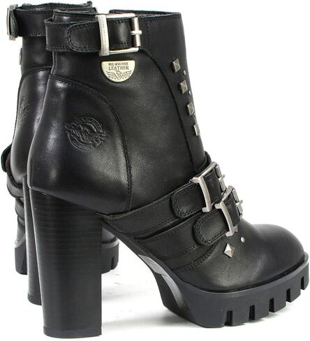 حذاء نسائي من Milwaukee Leather MBL9456 مصنوع من الجلد الأسود الفاخر مع أشرطة - 9 in Kuwait