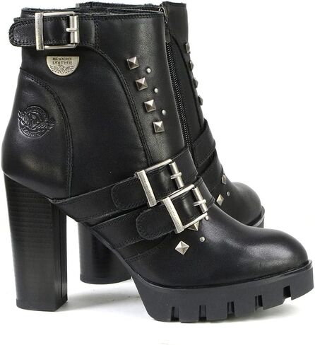حذاء نسائي من Milwaukee Leather MBL9456 مصنوع من الجلد الأسود الفاخر مع أشرطة - 9 in Kuwait