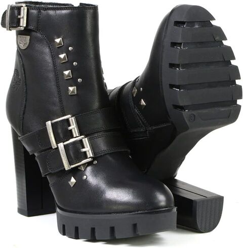 حذاء نسائي من Milwaukee Leather MBL9456 مصنوع من الجلد الأسود الفاخر مع أشرطة - 9 in Kuwait