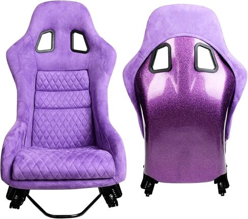 Size L Piece of Universal Fiber Glass Racing Bucket Seat, Purple Glitter Stronger Fiberglass Back w/Dual Lock Slider, Fit for Racing Simulator and Car Use in Saudi Arabia