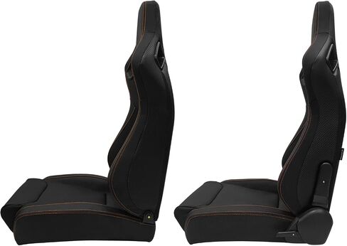 FREEMOTOR802 Universal Racing Seats, Reclinable Sport Seats with Dual Lock Sliders Adjustable, 1 Pair (Driver + Passenger Side), PU + Carbon Fiber Fabric, Black with Blue Bezel & Blue Stitching in Saudi Arabia