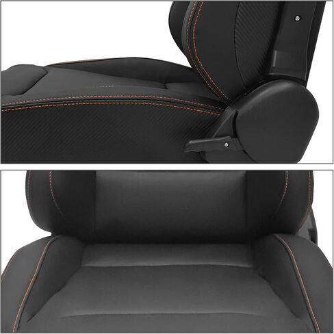 FREEMOTOR802 Universal Racing Seats, Reclinable Sport Seats with Dual Lock Sliders Adjustable, 1 Pair (Driver + Passenger Side), PU + Carbon Fiber Fabric, Black with Blue Bezel & Blue Stitching in Saudi Arabia