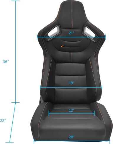 FREEMOTOR802 Universal Racing Seats, Reclinable Sport Seats with Dual Lock Sliders Adjustable, 1 Pair (Driver + Passenger Side), PU + Carbon Fiber Fabric, Black with Blue Bezel & Blue Stitching in Saudi Arabia