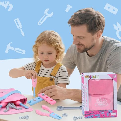 مجموعة أدوات الأطفال، 48 قطعة مجموعة أدوات للأطفال الصغار مع مثقاب إلكتروني وشريط قياس للأطفال، زي ألعاب البناء التظاهري مع حزام أدوات للأطفال وقفازات، صندوق أدوات ألعاب للفتيات الصبية من سن 3 إلى 8 سنوات in Kuwait