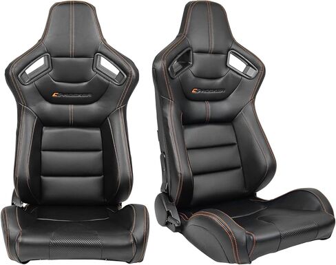 مقاعد السباق العالمية FREEMOTOR802، مقاعد رياضية قابلة للإمالة مع مزلقات قفل مزدوجة قابلة للتعديل، زوج واحد (جانب السائق + الراكب)، قماش PU + ألياف الكربون، أسود مع إطار أزرق وخياطة زرقاء in Kuwait