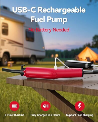 Fuel Transfer Pump 3GPM, USB Rechargeable Electric Siphon Pump for Gasoline Diesel Water, Portable Leakproof Gas Can Pump with Upgraded Hose Material & Build, Ultra-Fast Oil Transfer Pump in Saudi Arabia
