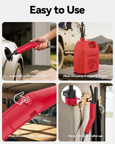 Fuel Transfer Pump 3GPM, USB Rechargeable Electric Siphon Pump for Gasoline Diesel Water, Portable Leakproof Gas Can Pump with Upgraded Hose Material & Build, Ultra-Fast Oil Transfer Pump in Saudi Arabia