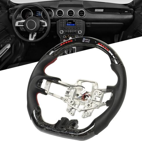 Forged Carbon Fiber LED Display Shift Lights Steering Wheel – Flat Bottom D Shape Racing Design, Fit for Ford V6 EcoBoost GT 2015 2017 in Saudi Arabia