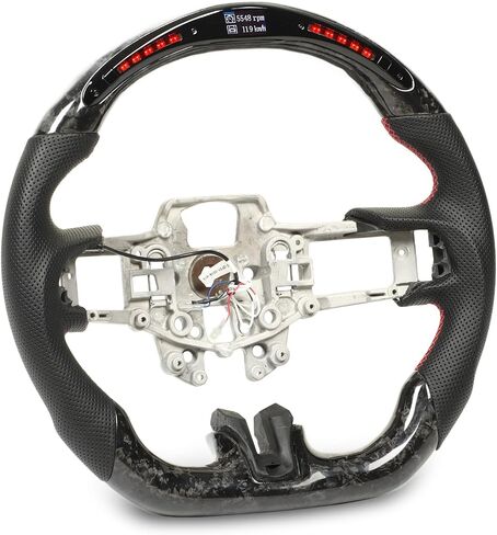 Forged Carbon Fiber LED Display Shift Lights Steering Wheel – Flat Bottom D Shape Racing Design, Fit for Ford V6 EcoBoost GT 2015 2017 in Saudi Arabia