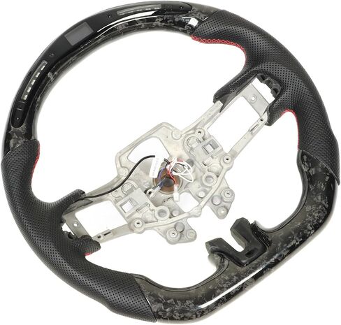 Forged Carbon Fiber LED Display Shift Lights Steering Wheel – Flat Bottom D Shape Racing Design, Fit for Ford V6 EcoBoost GT 2015 2017 in Saudi Arabia