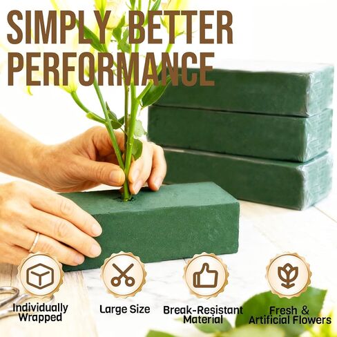 6 Pack Large Floral Foam Blocks, Wet & Dry Flower Foam for Fresh and Artificial Flowers, Florist Styrofoam Flower Arrangements Supplies, Decorations for Wedding, Birthdays, Home, Office and Garden in Saudi Arabia