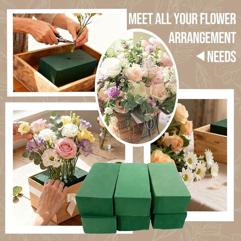 6 Pack Large Floral Foam Blocks, Wet & Dry Flower Foam for Fresh and Artificial Flowers, Florist Styrofoam Flower Arrangements Supplies, Decorations for Wedding, Birthdays, Home, Office and Garden in Saudi Arabia