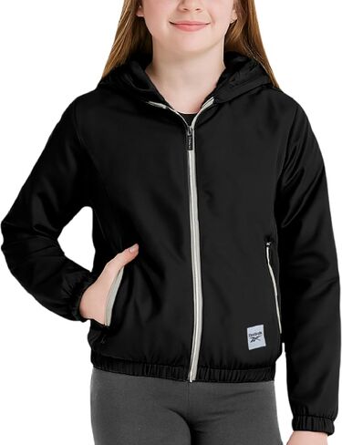 Reebok Girls' Jacket - Weather Resistant Polar Fleece Lined Windbreaker Coat, Storm Guard Hood - Light Jacket for Girls, 7-16 in Saudi Arabia