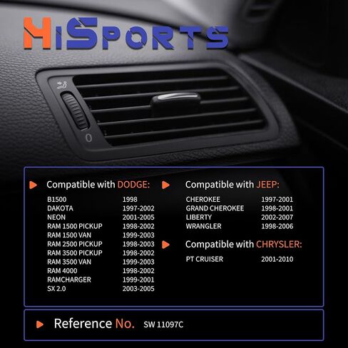 مفتاح دورة القابض HiSport A/C - متوافق مع دودج B1500 داكوتا نيون رامتشارجر جيب شيروكي جراند شيروكي كرايسلر بي تي كروزر يستبدل SW 11097C in Saudi Arabia