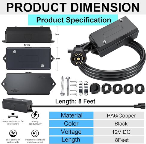 صندوق توصيل المقطورة ذو 7 اتجاهات، موصل أسلاك المقطورة شديد التحمل، صندوق توصيل كهربائي مقاوم للطقس لإعادة توصيل أسلاك التخييم والقوافل RV، صندوق وصلات 7 عصابة in Kuwait
