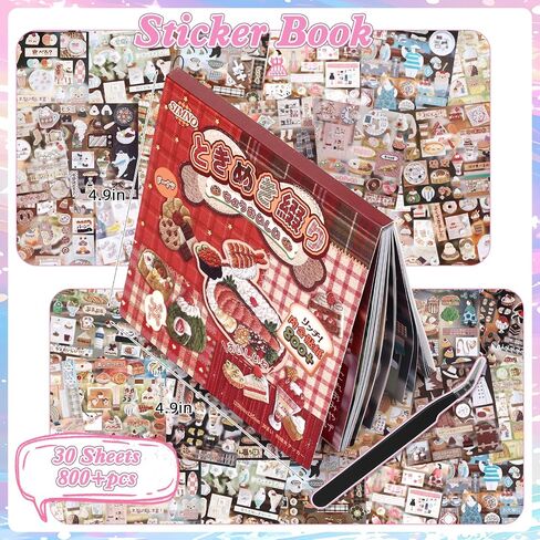 800Pcs Cute Scrapbook Stickers Travel Japanese Sticker Book for Adult Kawaii Korean Stickers for Journaling Aesthetic Kpop Photocard Sticker Glitter Toploader Decor for DIY Card Art Crafts 50 Page Sea in Saudi Arabia