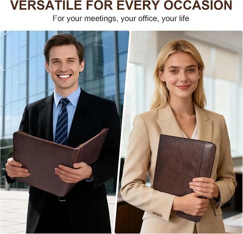 Leather Portfolio for Men, Christian Religious Gifts for Men with Laptop Pocket, Padfolio Binder Folder with Zipper for Women, Business Large Organizer Case for Bible Notebook Notepad Phone (Brown) in Kuwait
