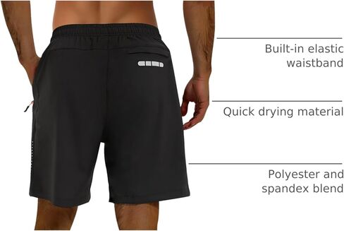 مجموعة من 2 شورت رياضي رجالي سريع الجفاف مقاس 7 بوصات للجري شورت شبكي للتمرين في صالة الألعاب الرياضية مع جيوب بسحاب in Kuwait