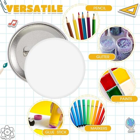 XunYee 20 Pack Blank White Button Pins 2.25 Inch/ 58 mm DIY Craft Button with Pin White Pins Buttons Design Button Making Kit for DIY Crafts Christmas Craft Supplies, DIY Badges in Kuwait