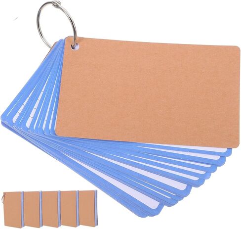 Operitacx 6Pcs Lined Index Cards with Ring Kraft Flashcards for Study Office School Use Ample Writing Space Surface Easy Organization for Learning in Saudi Arabia