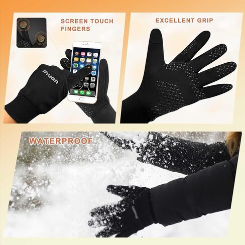 ihuan Winter Gloves for Men and Women - Waterproof Warm Glove for Cold Weather, Thermal Gloves with Touch Screen Finger for Workout, Running, Cycling, Bike in Kuwait