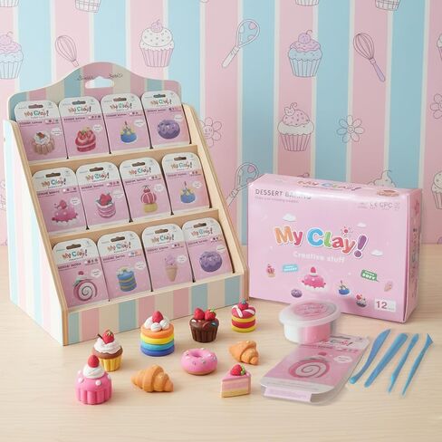 Air Dry Clay Kit for Kids, 12 Dessert Baking Modeling Clay for Kids, DIY Model Magic Clay with Tools and Tutorials, Soft&Non-Sticky, Safe&Non-Toxic Magic Clays,Creatible Art Crafts Toys Gifts in Saudi Arabia